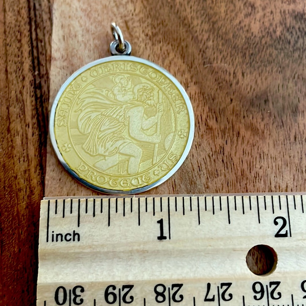 Sterling Silver Jumbo Yellow St. Christopher Medal